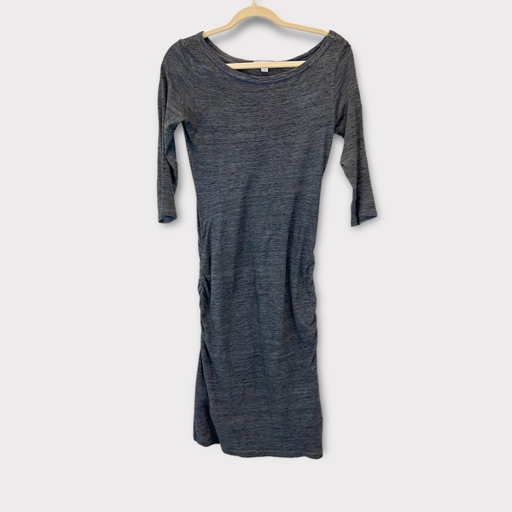 Standard James Perse Melange Jersey Ruched Dress Space Dyed Gray Size 1 US Small